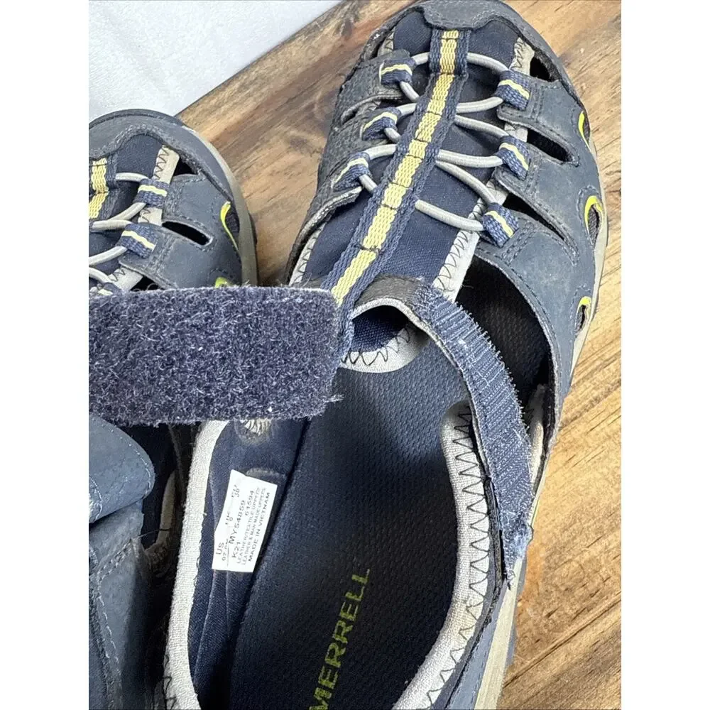 Merrell Hydro H2O Shoes Size 7 Big Kid Youth Blue Yellow Closed Toe Sandals GUC